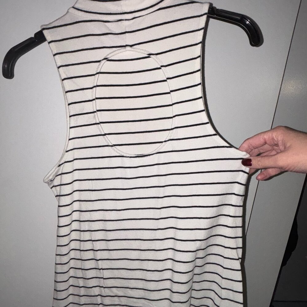 Express Mock Neck Striped Tank Top with Open Back Keyhole, Size M